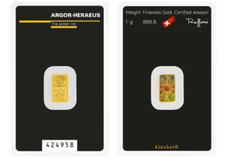 1 gram Argor-Heraeus Gold bar - Kinebar