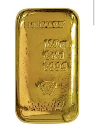 100 grams Metalor Gold Cast bar