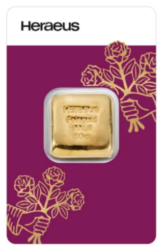 50 gram Heraeus (HK) Gold Cast Bar